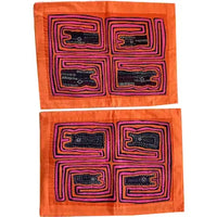 Vintage Pair of Kuna Tribe Mola Pillow Cases