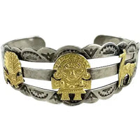 Vintage Peruvian 18k Gold and Silver Cuff Bracelet