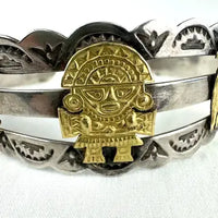 Vintage Peruvian 18k Gold and Silver Cuff Bracelet