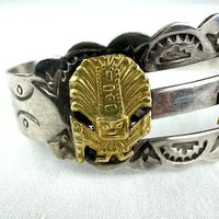 Vintage Peruvian 18k Gold and Silver Cuff Bracelet