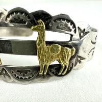 Vintage Peruvian 18k Gold and Silver Cuff Bracelet