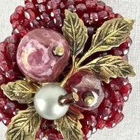 Vintage Pink Glass Lava Bead Aurora Borrealis Necklace and Earring set