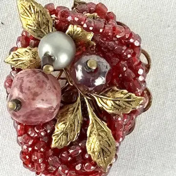 Vintage Pink Glass Lava Bead Aurora Borrealis Necklace and Earring set
