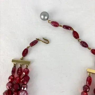 Vintage Pink Glass Lava Bead Aurora Borrealis Necklace and Earring set