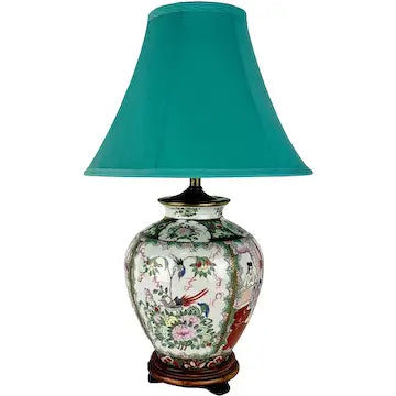 Vintage Porcelain Chinese Famille Rose Medallion Table Lamp