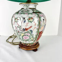 Vintage Porcelain Chinese Famille Rose Medallion Table Lamp