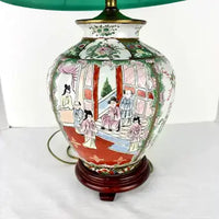 Vintage Porcelain Chinese Famille Rose Medallion Table Lamp