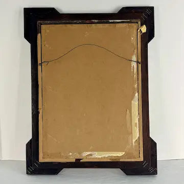 Vintage Print of Madonna Adorante on Silk in a Victorian Wood Frame