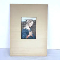 Vintage Print of Madonna Adorante on Silk in a Victorian Wood Frame
