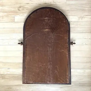 Vintage Round Top Wood Framed Mirror
