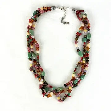 Vintage Santo Domingo Three Strand Treasure Necklace