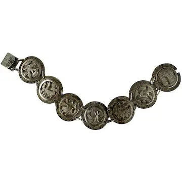 Vintage Silver Peruvian Storyteller Bracelet