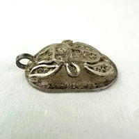 Vintage Silver Scarab Pendant with Heiroglyphs