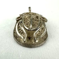 Vintage Silver Scarab Pendant with Heiroglyphs