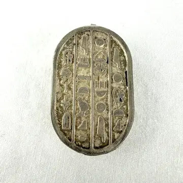 Vintage Silver Scarab Pendant with Heiroglyphs