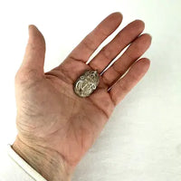 Vintage Silver Scarab Pendant with Heiroglyphs
