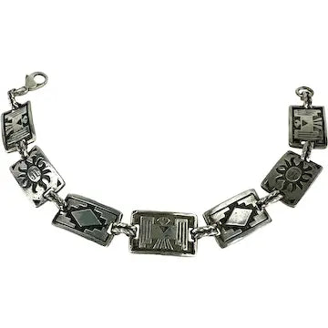 Vintage Silver Thunderbird Link Bracelet