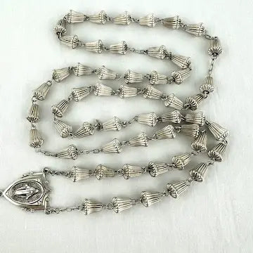 Vintage DiRoma Rosary with Sterling Silver Wedding Bell Beads