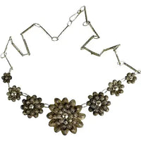 Vintage Sterling Silver Vermeil Floral Choker Necklace