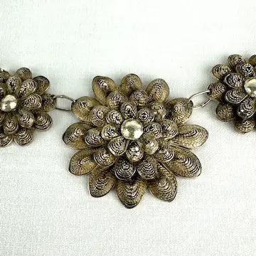 Vintage Sterling Silver Vermeil Floral Choker Necklace