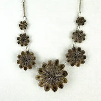 Vintage Sterling Silver Vermeil Floral Choker Necklace