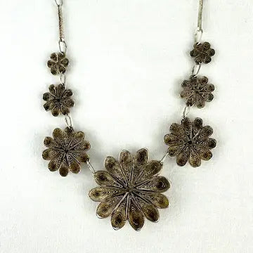 Vintage Sterling Silver Vermeil Floral Choker Necklace