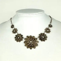 Vintage Sterling Silver Vermeil Floral Choker Necklace