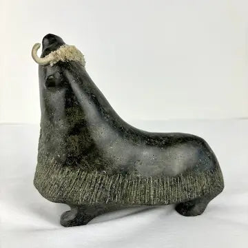 Vintage Stone Musk ox Sculpture Signed L Kootoo