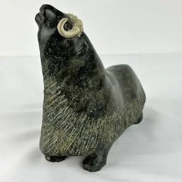 Vintage Stone Musk ox Sculpture Signed L Kootoo