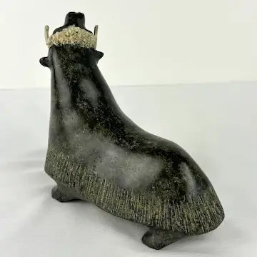 Vintage Stone Musk ox Sculpture Signed L Kootoo