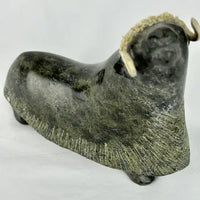 Vintage Stone Musk ox Sculpture Signed L Kootoo
