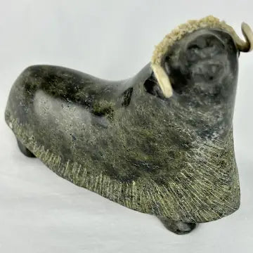 Vintage Stone Musk ox Sculpture Signed L Kootoo
