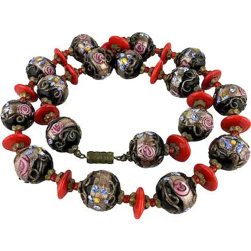 Vintage Venetian Wedding Cake Bead Necklace