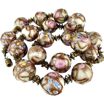 Vintage Venetian Wedding Cake Bead Necklace