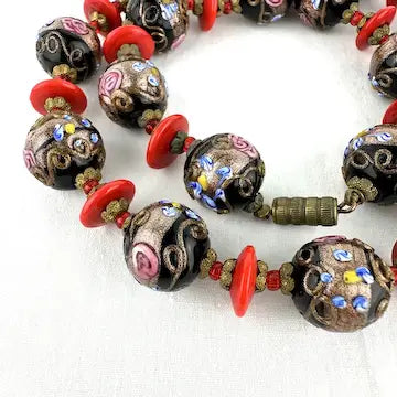 Vintage Venetian Wedding Cake Bead Necklace
