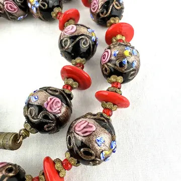 Vintage Venetian Wedding Cake Bead Necklace