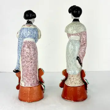 Vintage Wei Hong Tai Chinese Famille Rose Porcelain Geisha