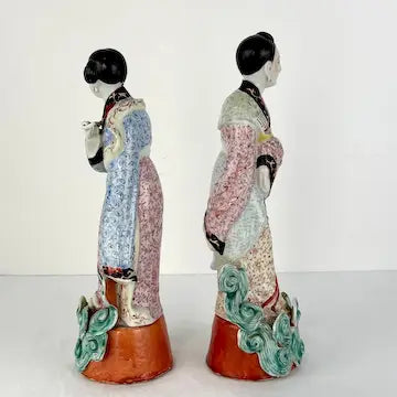 Vintage Wei Hong Tai Chinese Famille Rose Porcelain Geisha